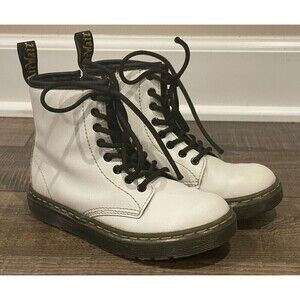 Dr. Martens Kids White Boots with Black Laces